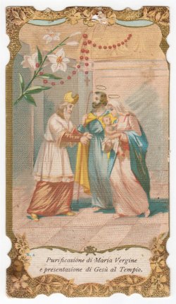 画像1: 【聖家族　聖母マリアのお清め】イタリア・アンティーク＆ヴィンテージホーリーカード