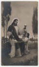 【聖体拝領イエスキリストと子供たち】【白黒写真風】【1933年】イタリア・アンティーク＆ヴィンテージホーリーカード
