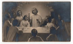 画像1: 【白黒写真風】【初聖体拝領記念幼子イエスと子供たち】【1927年】イタリア・アンティーク＆ヴィンテージホーリーカード