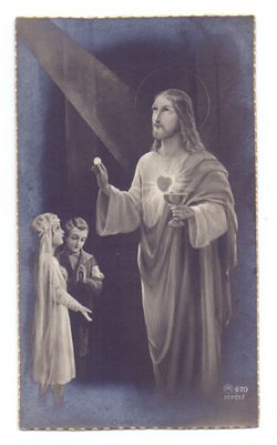 画像1: 【白黒写真風】【初聖体拝領イエスと子供達】【1932年】イタリア・アンティーク＆ヴィンテージホーリーカード