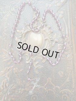 画像2: 【濃アメジストカラーカットガラス珠】【シルバー】【天使と透かしセンターメダイ】フランス・アンティーク＆ヴィンテージロザリオ