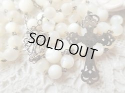 画像8: 【白蝶貝大珠】【シルバー】【透かしクロスと透かし聖母モノグラムセンターメダイ】フランス・アンティーク＆ヴィンテージロザリオ