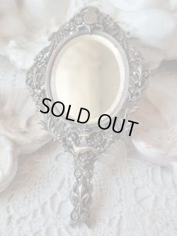 画像2: 【アンヌ・ド・ブルターニュ紋章王冠とエルミーヌ】【フルールドリスと花植物透かし細工手鏡】フランス・アンティーク＆ヴィンテージ品