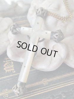 画像3: 【透かし王冠型先端飾りロザリオ用クロス】【白蝶貝とシルバー製パーツ】フランス・アンティーク＆ヴィンテージクロス