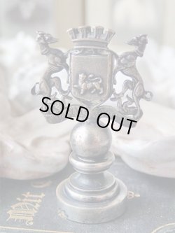 画像4: 【ウーEu紋章シーリングスタンプ】【グレイハウンドとライオン紋章の盾】フランス・アンティーク品