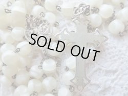 画像7: 【白蝶貝風乳白色ガラス珠】【透かしクロスフローリー】フランス・アンティーク＆ヴィンテージロザリオ