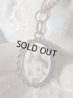 画像3: 【両面ガラス嵌め込みジェムメダイ】【サクレ・クールイエスの御心】フランス・ヴィンテージメダイ