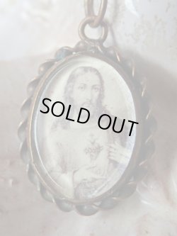 画像4: 【両面ガラス嵌め込みジェムメダイ】【サクレ・クールイエスの御心】フランス・ヴィンテージメダイ