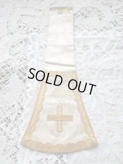 画像3: 【聖職者祭服関連品】【司祭が実際に使用していたマニプル・白と金糸・葡萄柄2】ドイツ・アンティーク＆ヴィンテージ聖品