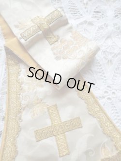 画像6: 【聖職者祭服関連品】【司祭が実際に使用していたマニプル・白と金糸・葡萄柄2】ドイツ・アンティーク＆ヴィンテージ聖品