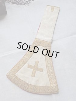 画像2: 【聖職者祭服関連品】【司祭が実際に使用していたマニプル・白と金糸A】ドイツ・アンティーク＆ヴィンテージ聖品