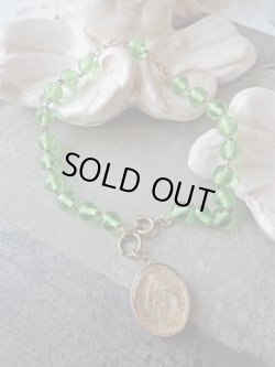 画像2: 【両面ガラスジェムメダイ】【ロザリオブレスレット】【サクレクールイエスの御心】ポーランド・ヴィンテージメダイ