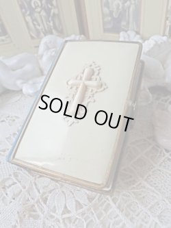 画像4:  【象牙風セルロイド透かしクロスとターコイズブルーベルベット装丁】【1878年】ドイツ・アンティーク＆ヴィンテージ聖品