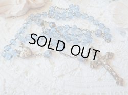 画像2: 【ブルーカットガラス珠一部花座付】【パーツは全てシルバー製ロザリオ大】【錨】フランス・アンティーク＆ヴィンテージロザリオ