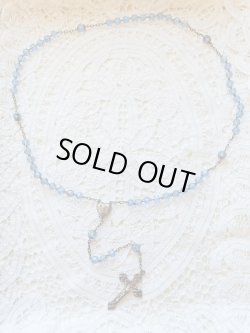 画像4: 【ブルーカットガラス珠一部花座付】【パーツは全てシルバー製ロザリオ大】【錨】フランス・アンティーク＆ヴィンテージロザリオ