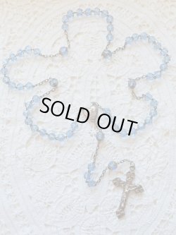 画像3: 【ブルーカットガラス珠一部花座付】【パーツは全てシルバー製ロザリオ大】【錨】フランス・アンティーク＆ヴィンテージロザリオ