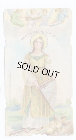 画像3: 【音楽の守護聖人セシリア】【1800年代半ばご絵】イタリア・アンティーク＆ヴィンテージホーリーカード