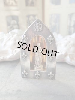 画像2: 【携帯用小祭壇】【フルールドリス文様ルルドの聖母】フランス・アンティーク＆ヴィンテージ聖品