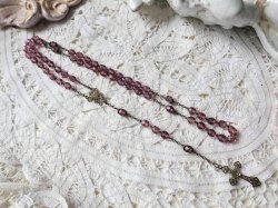 画像13: 【花座付アメジストカラーカットガラス珠ロザリオ中】【総シルバーパーツ】フランス・アンティーク＆ヴィンテージロザリオ