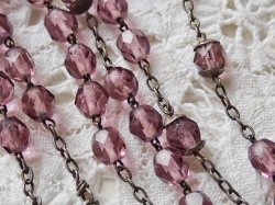 画像11: 【花座付アメジストカラーカットガラス珠ロザリオ中】【総シルバーパーツ】フランス・アンティーク＆ヴィンテージロザリオ