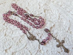 画像6: 【花座付アメジストカラーカットガラス珠ロザリオ中】【総シルバーパーツ】フランス・アンティーク＆ヴィンテージロザリオ