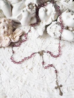 画像3: 【花座付アメジストカラーカットガラス珠ロザリオ中】【総シルバーパーツ】フランス・アンティーク＆ヴィンテージロザリオ