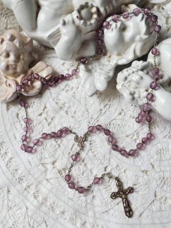 画像3: 【ライトアメジストカラーカットガラス珠ロザリオ大】【総シルバーパーツ】フランス・アンティーク＆ヴィンテージロザリオ