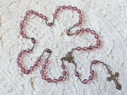 画像5: 【花座付アメジストカラーカットガラス珠ロザリオ中】【総シルバーパーツ】フランス・アンティーク＆ヴィンテージロザリオ