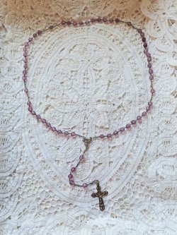 画像4: 【ライトアメジストカラーカットガラス珠ロザリオ大】【総シルバーパーツ】フランス・アンティーク＆ヴィンテージロザリオ