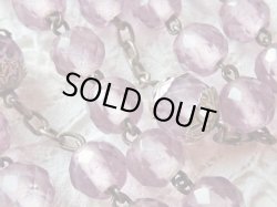 画像12: 【花座付ライトアメジストカラーカットガラス大珠ロザリオ】【総シルバーパーツ】フランス・アンティーク＆ヴィンテージロザリオ