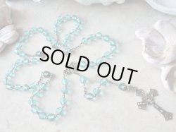 画像2: 【アクアマリンカラーカットガラス珠ロザリオ】【総シルバーパーツ】フランス・アンティーク＆ヴィンテージロザリオ