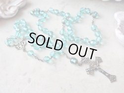 画像4: 【アクアマリンカラーカットガラス珠ロザリオ】【総シルバーパーツ】フランス・アンティーク＆ヴィンテージロザリオ