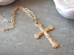 画像8: 【K18イエロー/ホワイトゴールドクロス】【アールデコ調クルシフィクス】【0.9g】フランス・アンティーク＆ヴィンテージクロス