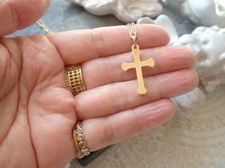 画像14: 【K18イエロー/ホワイトゴールドクロス】【アールデコ調クルシフィクス】【0.9g】フランス・アンティーク＆ヴィンテージクロス