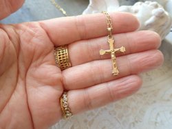 画像13: 【K18イエロー/ホワイトゴールドクロス】【アールデコ調クルシフィクス】【0.9g】フランス・アンティーク＆ヴィンテージクロス