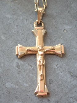 画像9: 【K18イエロー/ホワイトゴールドクロス】【アールデコ調クルシフィクス】【0.9g】フランス・アンティーク＆ヴィンテージクロス