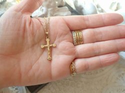 画像15: 【K18イエロー/ホワイトゴールドクロス】【アールデコ調クルシフィクス】【0.9g】フランス・アンティーク＆ヴィンテージクロス