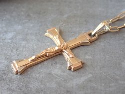 画像11: 【K18イエロー/ホワイトゴールドクロス】【アールデコ調クルシフィクス】【0.9g】フランス・アンティーク＆ヴィンテージクロス