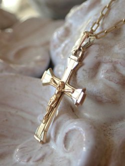 画像6: 【K18イエロー/ホワイトゴールドクロス】【アールデコ調クルシフィクス】【0.9g】フランス・アンティーク＆ヴィンテージクロス