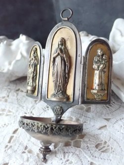 画像16: 【携帯用ミニ三連祭壇兼聖水盤】【ルルドの聖母/イエスの御心/聖アントニオ】フランス・アンティーク＆ヴィンテージ聖品