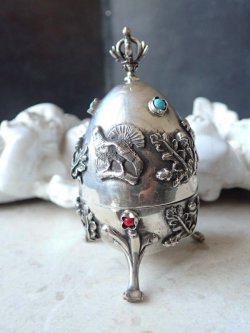 画像2: 【1878年帝政ロシアJソスンコウスキ作シルバー875製イースターエッグ】【店主私物コレクション放出】ロシア・アンティーク品