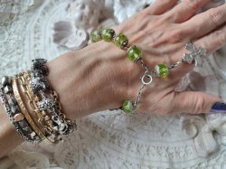 画像14: 【大粒ウランガラス珠の1連ロザリオブレスレット】【1900年代初頭】【総シルバーパーツ＆総花座付珠】フランス・アンティーク＆ヴィンテージロザリオ