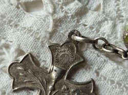 画像7: 【大粒ウランガラス珠の1連ロザリオブレスレット】【1900年代初頭】【総シルバーパーツ＆総花座付珠】フランス・アンティーク＆ヴィンテージロザリオ