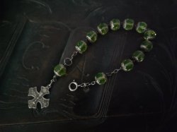 画像3: 【大粒ウランガラス珠の1連ロザリオブレスレット】【1900年代初頭】【総シルバーパーツ＆総花座付珠】フランス・アンティーク＆ヴィンテージロザリオ