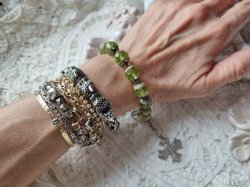 画像15: 【大粒ウランガラス珠の1連ロザリオブレスレット】【1900年代初頭】【総シルバーパーツ＆総花座付珠】フランス・アンティーク＆ヴィンテージロザリオ