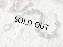 画像6: 【大粒アクアマリン色カットガラス珠の1連ロザリオブレスレット】【1900年代初頭】【総シルバーパーツ＆総花座付珠】フランス・アンティーク＆ヴィンテージロザリオ