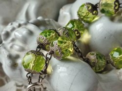 画像9: 【大粒ウランガラス珠の1連ロザリオブレスレット】【1900年代初頭】【総シルバーパーツ＆総花座付珠】フランス・アンティーク＆ヴィンテージロザリオ