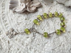 画像12: 【大粒ウランガラス珠の1連ロザリオブレスレット】【1900年代初頭】【総シルバーパーツ＆総花座付珠】フランス・アンティーク＆ヴィンテージロザリオ