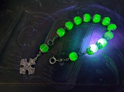 画像4: 【大粒ウランガラス珠の1連ロザリオブレスレット】【1900年代初頭】【総シルバーパーツ＆総花座付珠】フランス・アンティーク＆ヴィンテージロザリオ