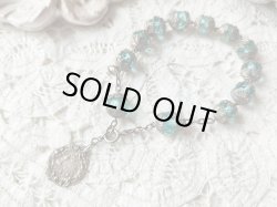 画像3: 【大粒アクアマリン色カットガラス珠の1連ロザリオブレスレット】【1900年代初頭】【総シルバーパーツ＆総花座付珠】フランス・アンティーク＆ヴィンテージロザリオ